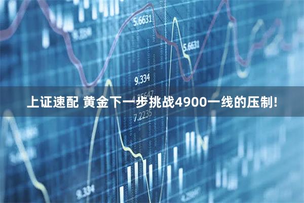 上证速配 黄金下一步挑战4900一线的压制!