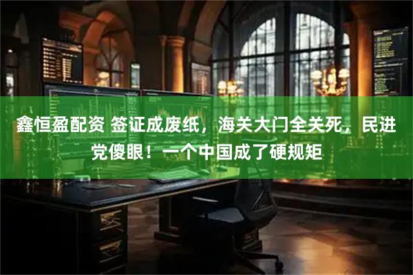 鑫恒盈配资 签证成废纸,海关大门全关死,民进党傻眼!一个中国成了硬规矩